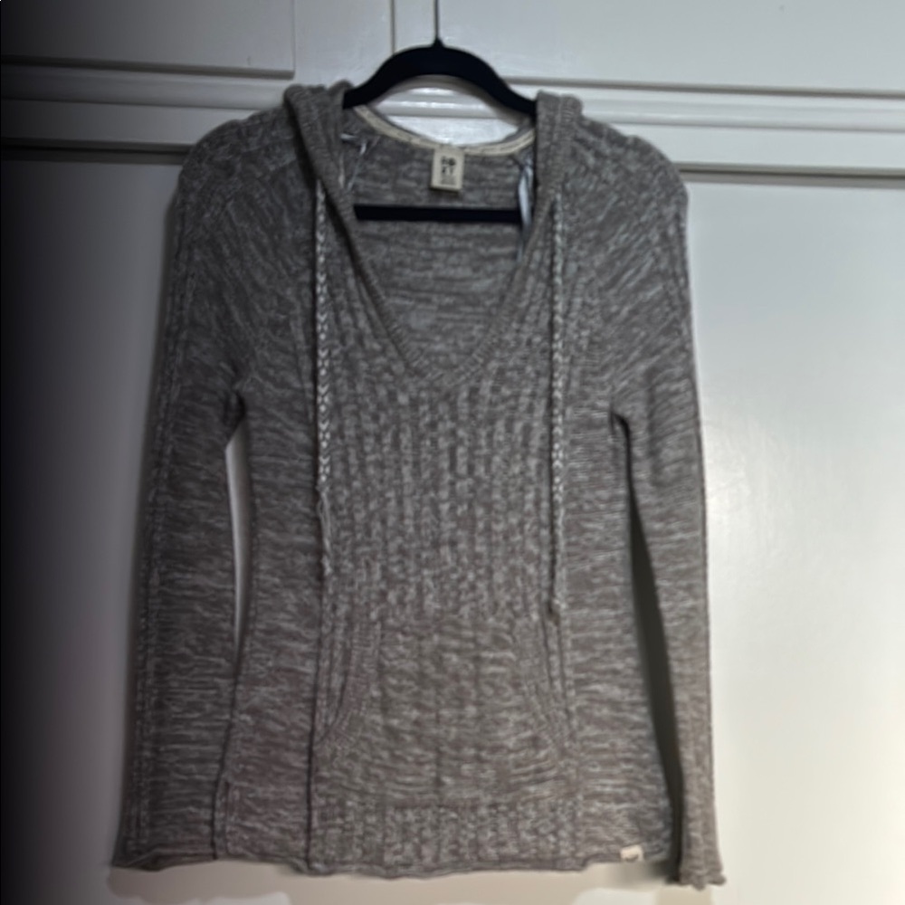 Gray Knit Hooded Sweater